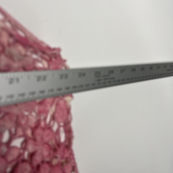 INDIA Tank Top Womens One Size Pink Crochet Fringe Floral Boho Festival Cropped - Picture 11 of 13